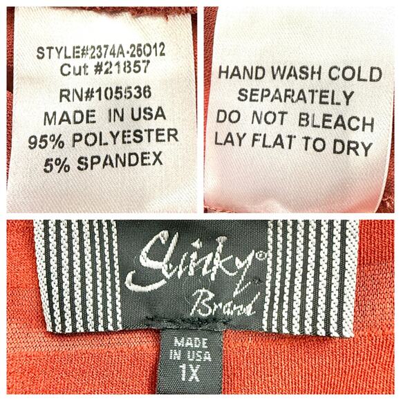 Slinky Brand Womens Top 1X Y2K Burnt Orange Sheer Mesh Sequins Ruffles Layers - Picture 6 of 7